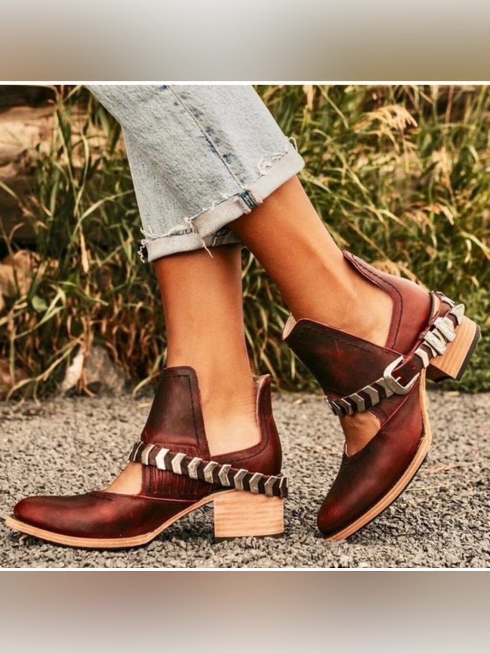 Freebird by Steven Blade Harness Booties in Mahogany Red Size 6 Leather